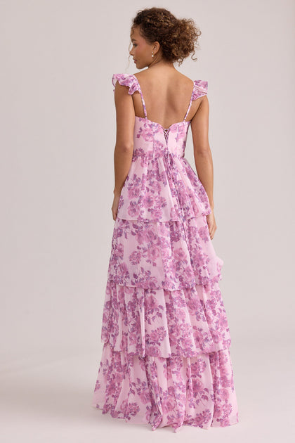 Poppy Chiffon Floral Print Dress | Made To Order | Perfect Pink Blossom