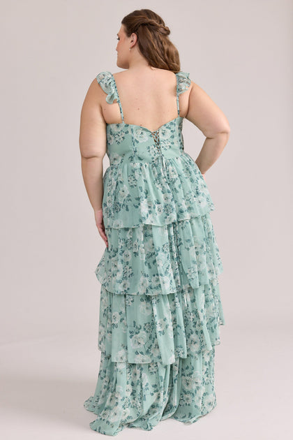 Poppy Chiffon Floral Print Dress | Made To Order | Sage Blossom