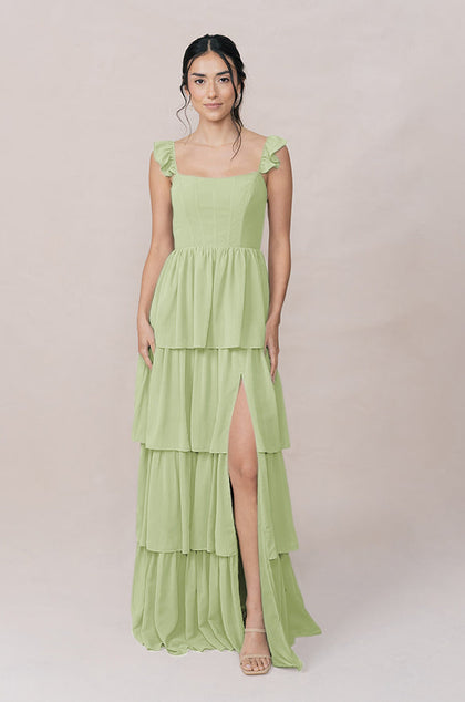 Poppy Chiffon Dress | Made To Order | Matcha