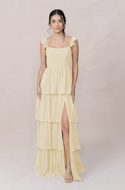 Poppy Chiffon Dress | Made To Order | Pale Yellow