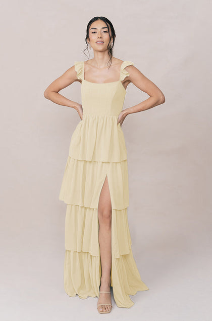 Poppy Chiffon Dress | Made To Order | Pale Yellow