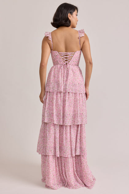 Poppy Chiffon Floral Print Dress | Made To Order | Perfect Pink Posey