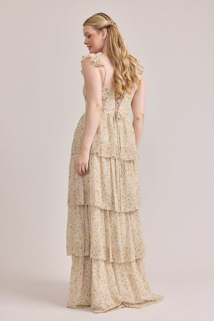 Poppy Chiffon Floral Print Dress | Made To Order | Yellow Posey