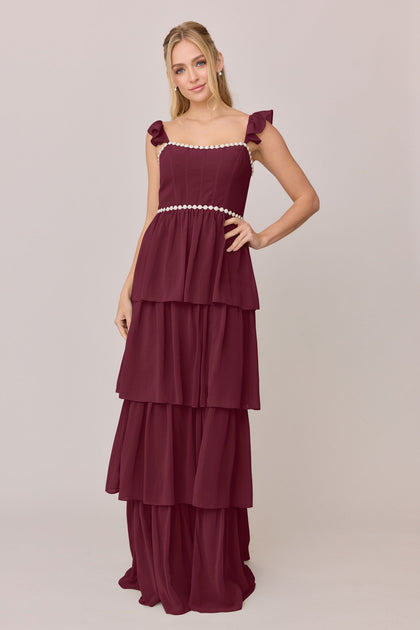 Poppy Luxe Chiffon Dress | Made To Order | Cabernet