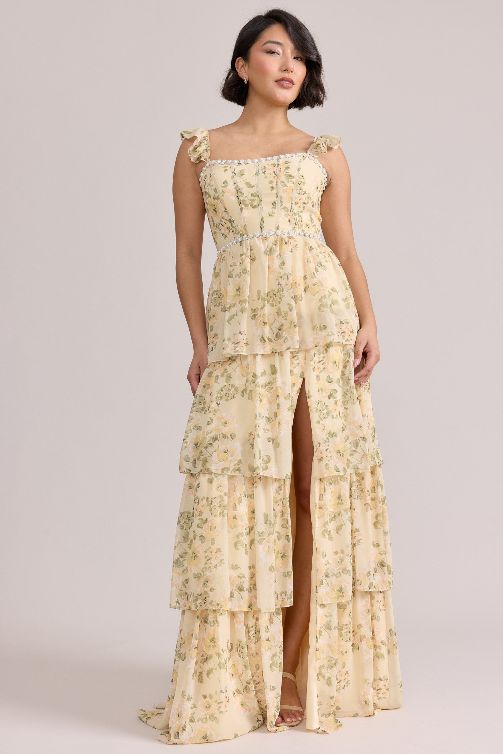 Poppy Luxe Chiffon Floral Print Dress