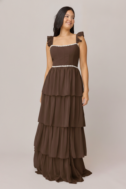 Poppy Luxe Chiffon Dress | Made To Order | Espresso