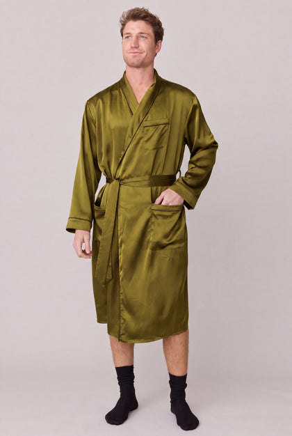 Pre-Game Satin Robe | Made To Order - Chartreuse
