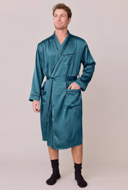 Pre-Game Satin Robe | Made To Order - Turquoise