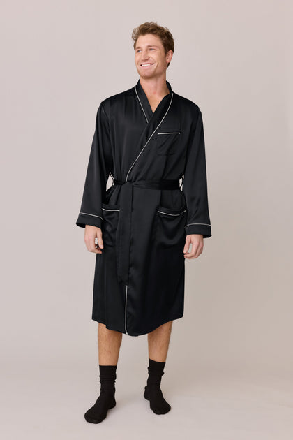 Pre-Game Satin Robe | Made To Order - Black
