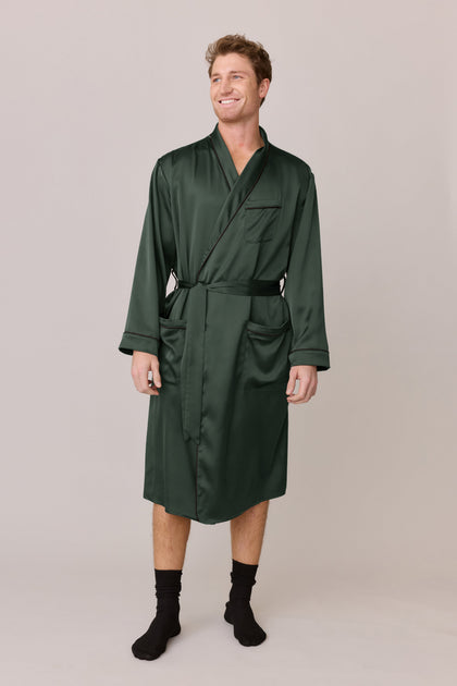 Pre-Game Satin Robe | Made To Order - Deep Olive