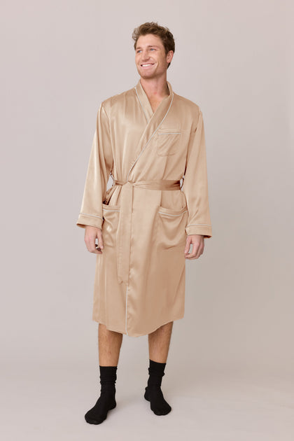 Pre-Game Satin Robe | Made To Order - Honey Beige