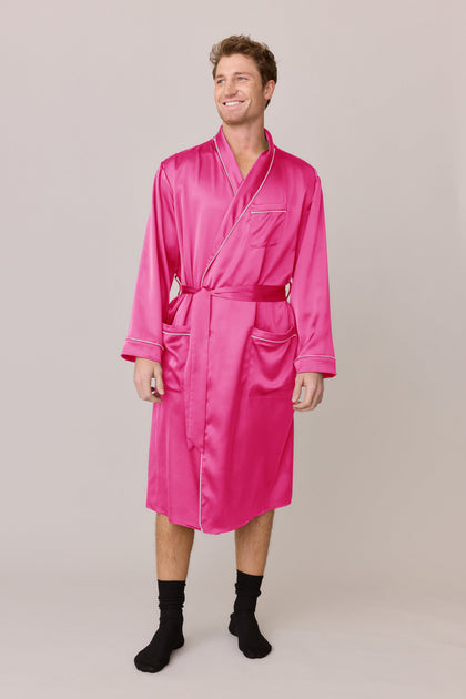 Pre-Game Satin Robe | Made To Order - Hot Pink