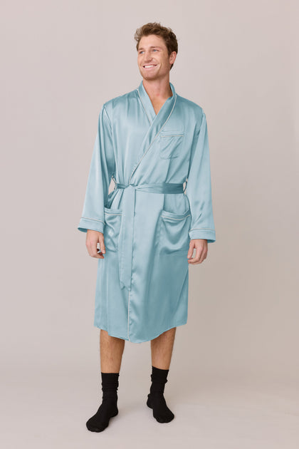 Pre-Game Satin Robe | Made To Order - Light Blue