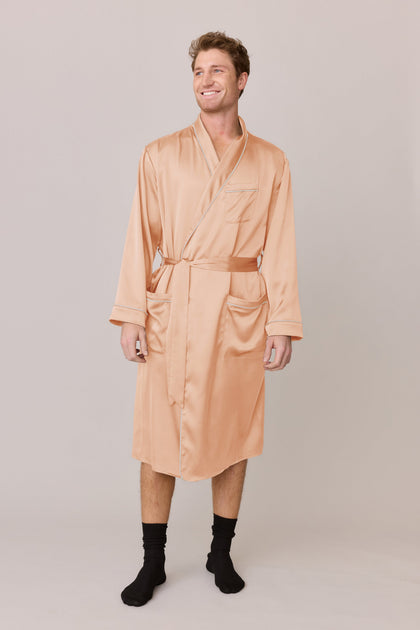 Pre-Game Satin Robe | Made To Order - Peach