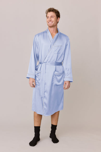 Pre-Game Satin Robe | Made To Order - Periwinkle