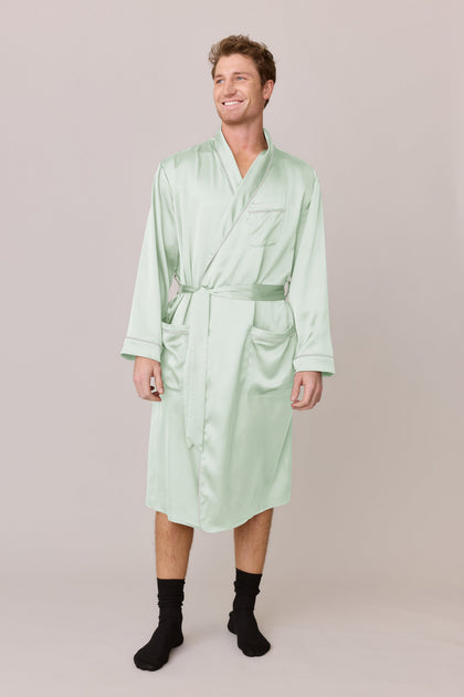Pre-Game Satin Robe | Made To Order - Pistachio