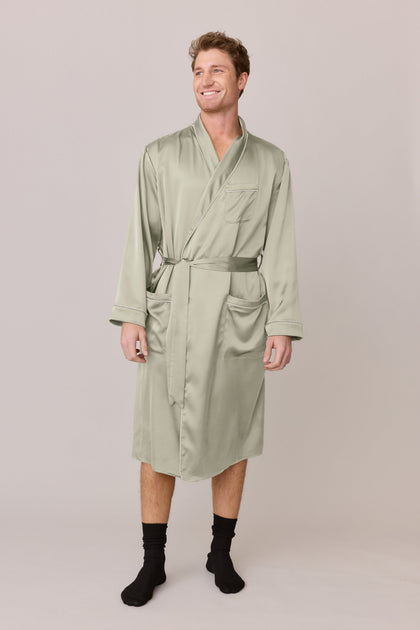 Pre-Game Satin Robe | Made To Order - Silver Sage