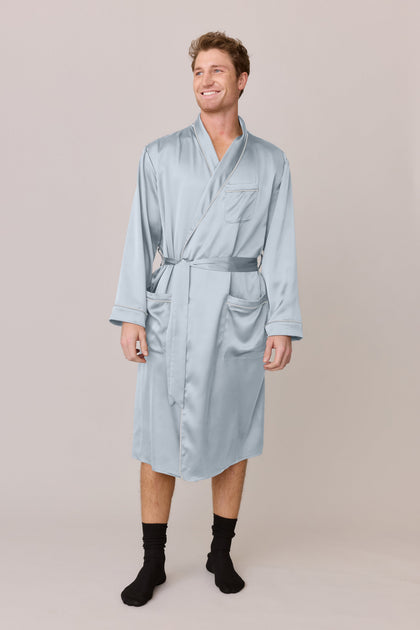 Pre-Game Satin Robe | Made To Order - Sky Blue