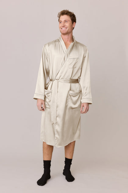 Pre-Game Satin Robe | Made To Order - Soft Champagne
