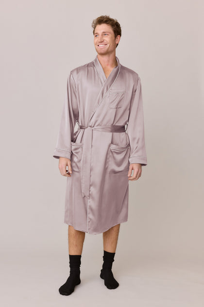 Pre-Game Satin Robe | Made To Order - Taupe