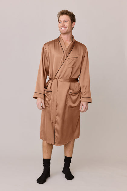Pre-Game Satin Robe | Made To Order - Toffee