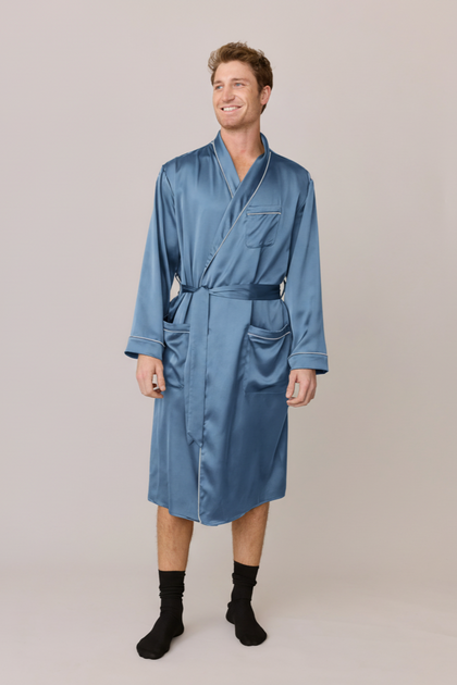 Pre-Game Satin Robe | Made To Order - True Blue