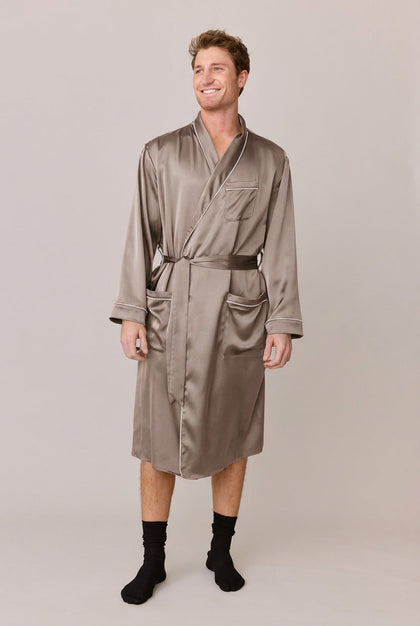 Pre-Game Satin Robe | Made To Order - Truffle