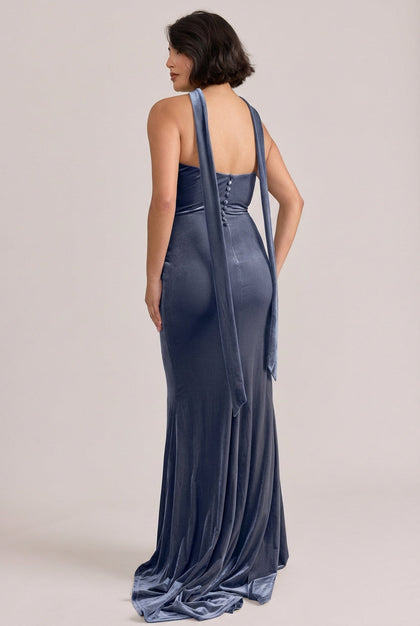 Quinn Velvet Dress | Made To Order | Indie Blue