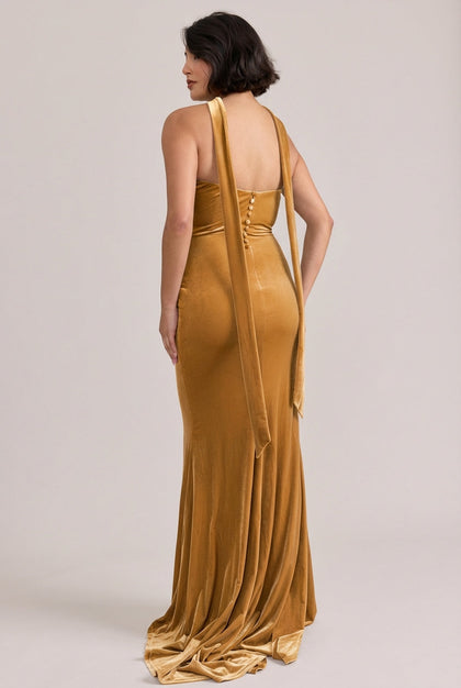 Quinn Velvet Dress | Made To Order | Mustard