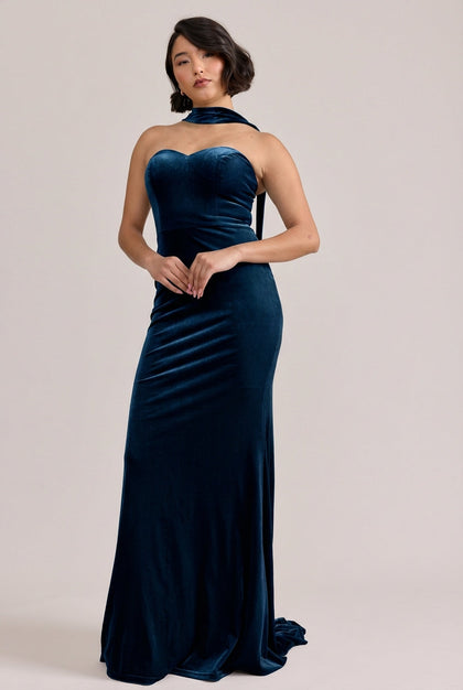 Quinn Velvet Dress | Made To Order | Navy Blue