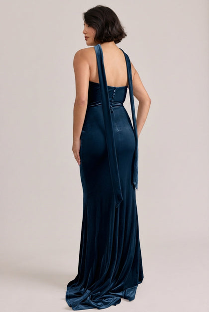 Quinn Velvet Dress | Made To Order | Navy Blue