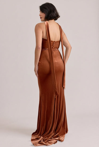 Quinn Velvet Dress | Made To Order | Rust