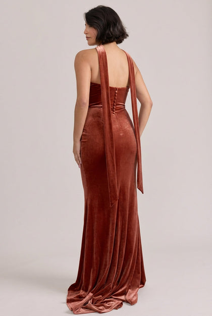 Quinn Velvet Dress | Made To Order | Terracotta