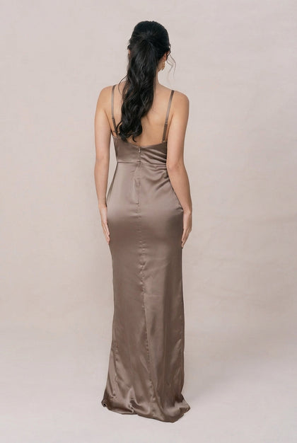 Rava Satin Dress | Made To Order | Truffle