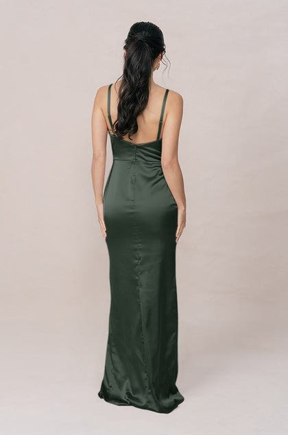 Rava Satin Dress | Made To Order | Deep Olive