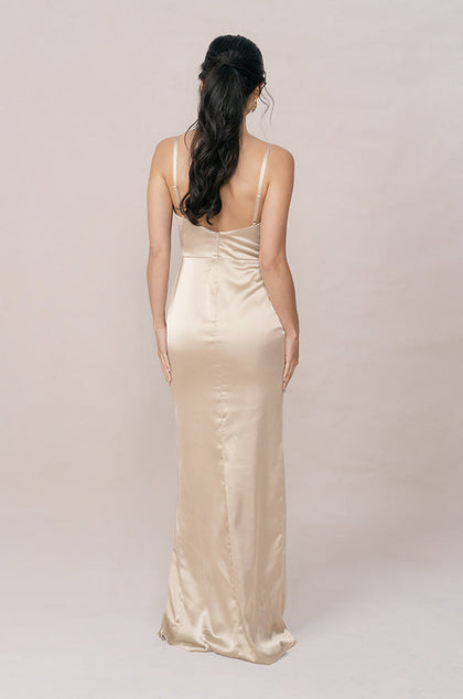Rava Satin Dress | Made To Order | Gold Champagne