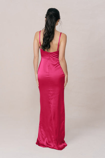 Rava Satin Dress | Made To Order | Hot Pink