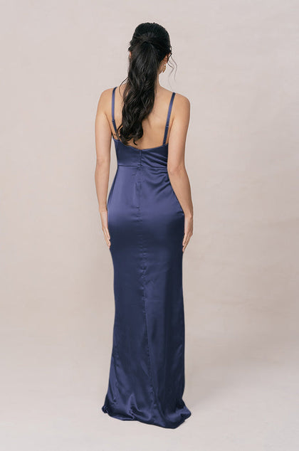 Rava Satin Dress | Made To Order | Indie Blue