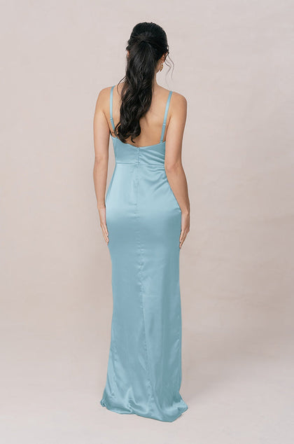 Rava Satin Dress | Made To Order | Light Blue