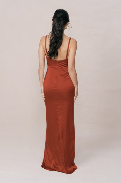 Rava Satin Dress | Made To Order | Rust