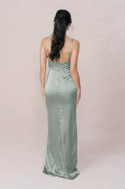 Rava Satin Dress | Made To Order | Sage