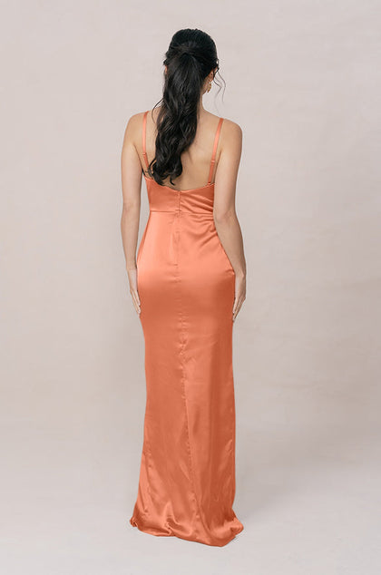 Rava Satin Dress | Made To Order | Tangerine