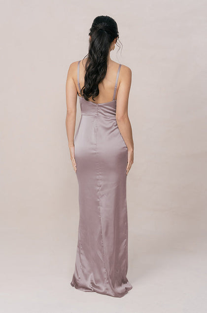 Rava Satin Dress | Made To Order | Taupe