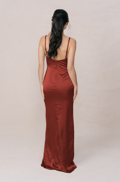 Rava Satin Dress | Made To Order | Rust