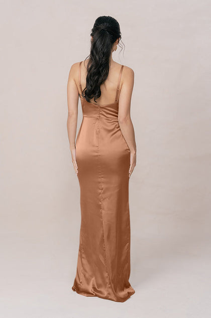 Rava Satin Dress | Made To Order | Toffee