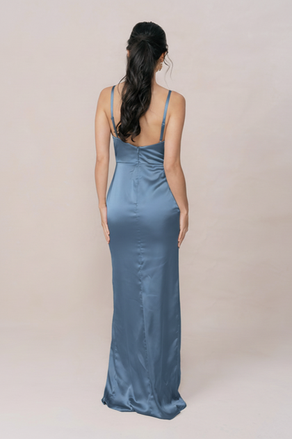 Rava Satin Dress | Made To Order | True Blue