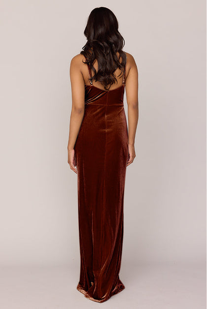 Rava Velvet Dress | Made To Order | Rust