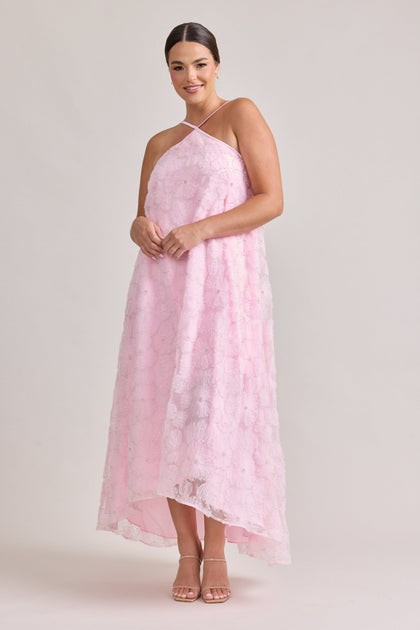 Rayne Beaded Floral Dress | Baby Pink