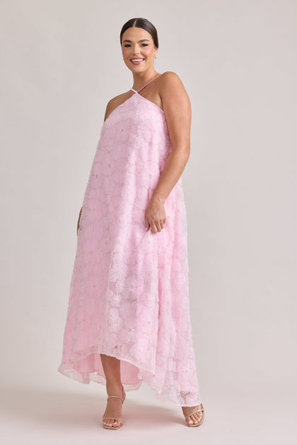 Rayne Beaded Floral Dress | Baby Pink
