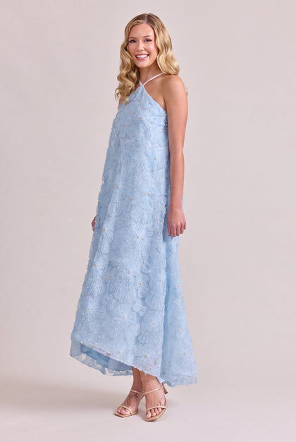 Rayne Beaded Floral Dress | Sky Blue